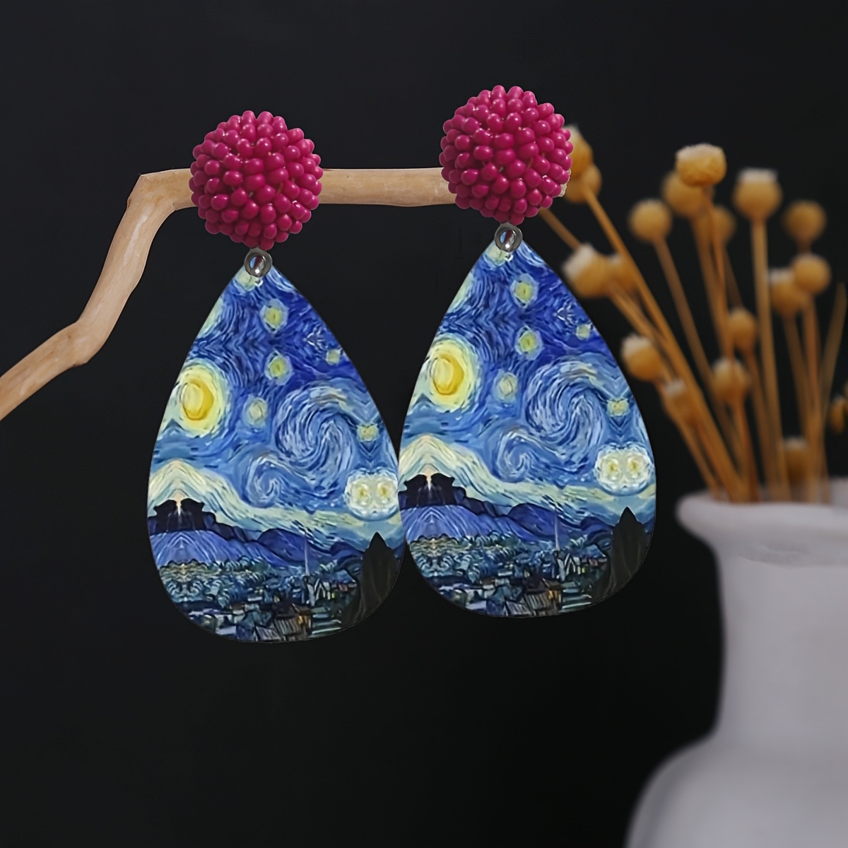 Handmade Vintage Artistic Van Gogh Starry Night Teardrop Bracelet